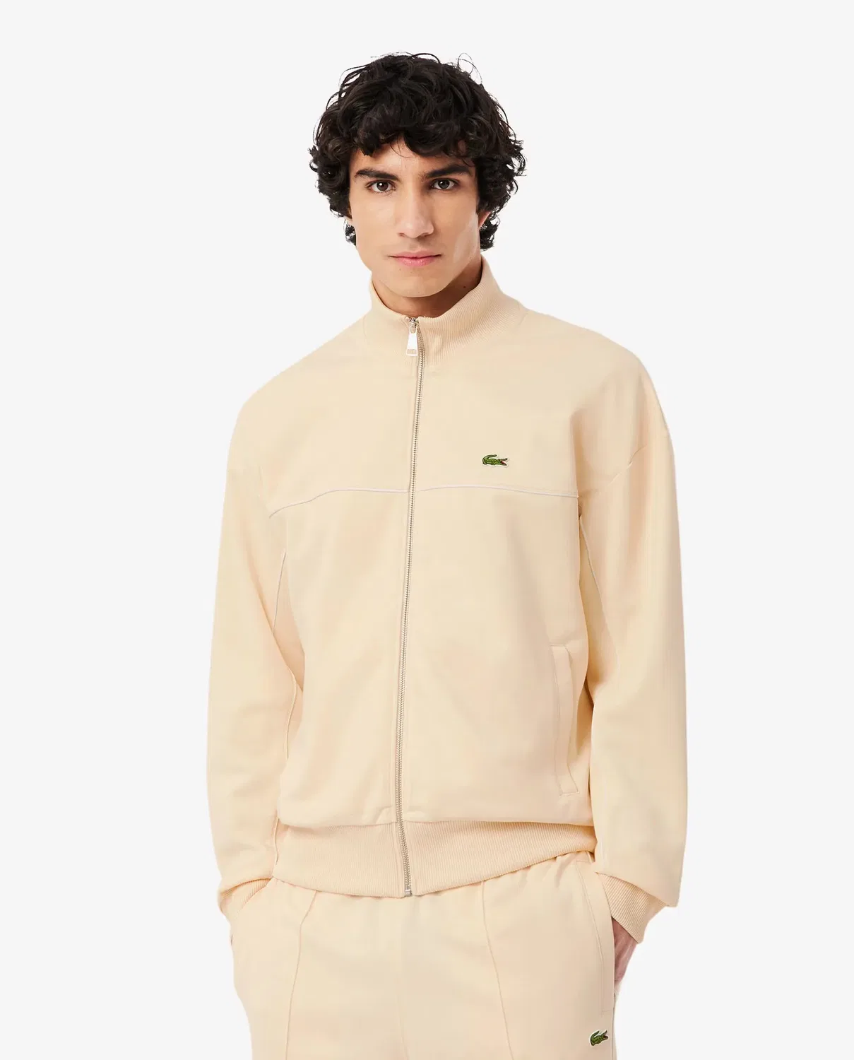 Мужская кофта на молнии с контрастной отделкой Lacoste, Beige