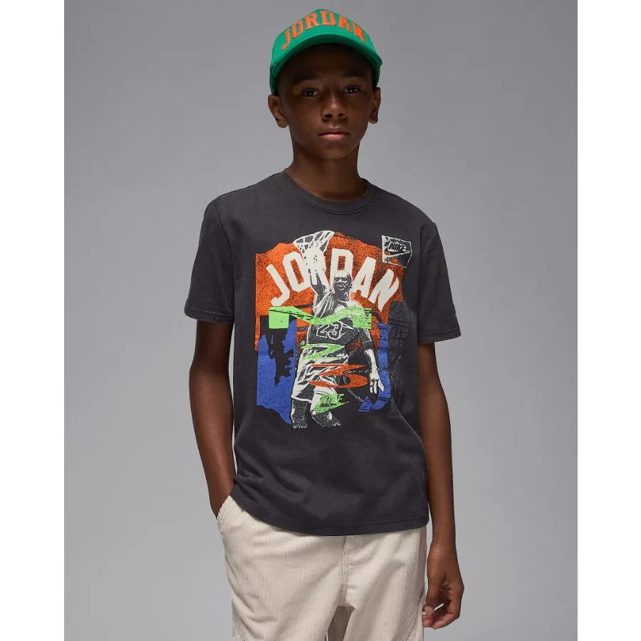 Детская футболка с принтом Jordan JDB MJ Throwback Slam SS Tee Nike, Антрацитовый