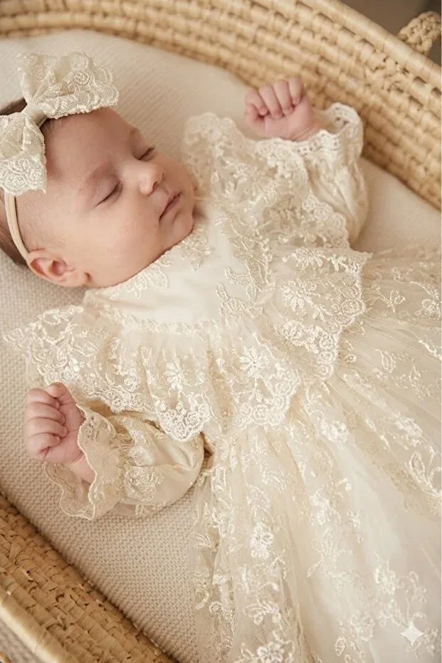 Детский комплект для девочек кружевной Orchid Mawlid Set Park Bebe, Orchid Cappuccino — фото 3