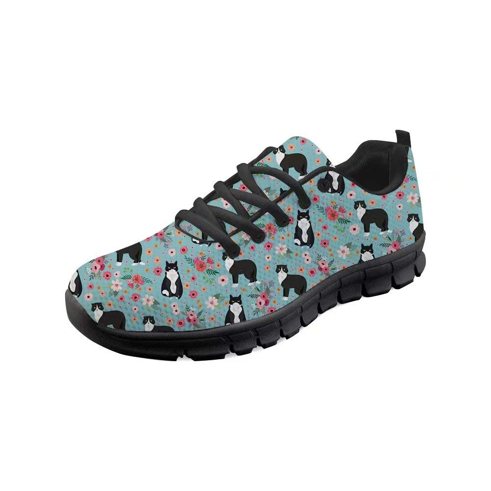 Детские кроссовки для мальчиков с принтом Cute Cat Dog Horse Pattern Running Sneaker Flat Shoes chaqlin, Floral Dog