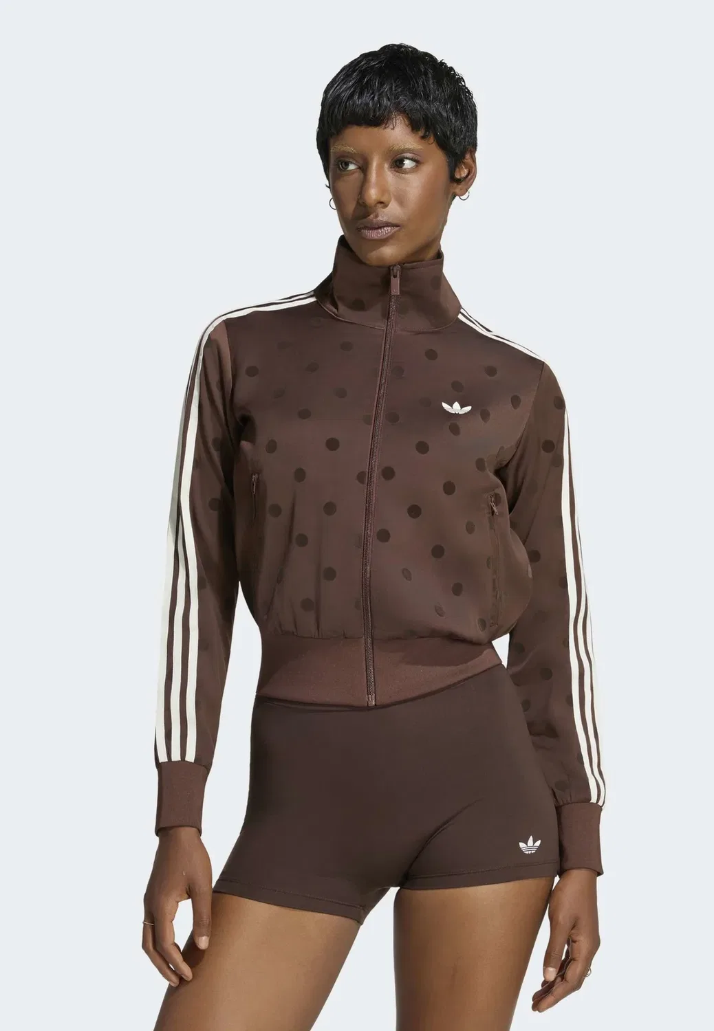 Атласная толстовка в горошек на молнии Adidas Originals, Auburn