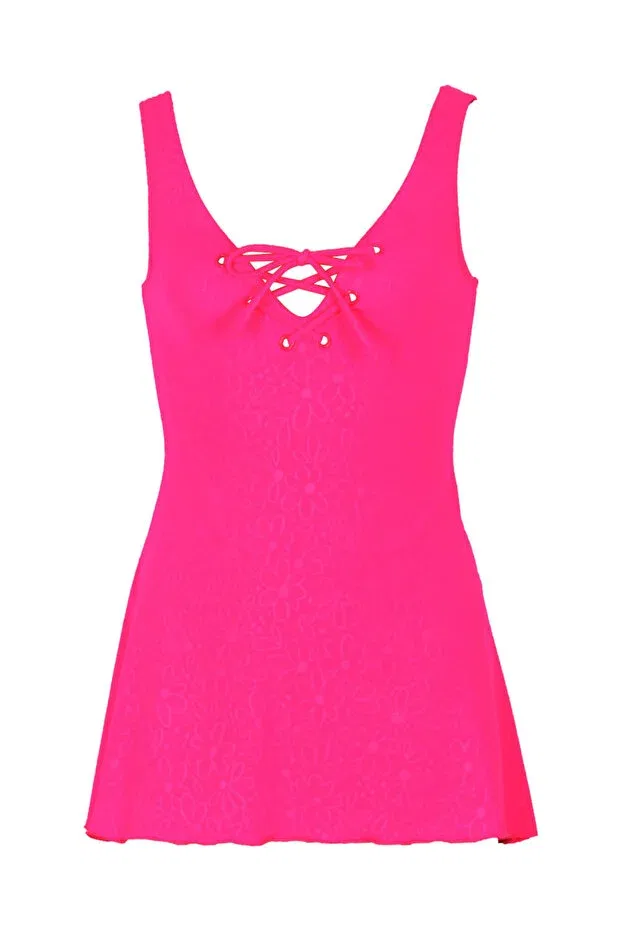 Детское платье-купальник с принтом Ruby dress swimsuit Kom, Pink Neon