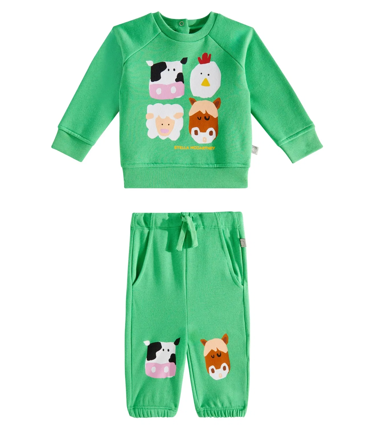 Комплект из хлопковой толстовки и спортивных брюк для малышей Stella Mccartney Kids, зеленый