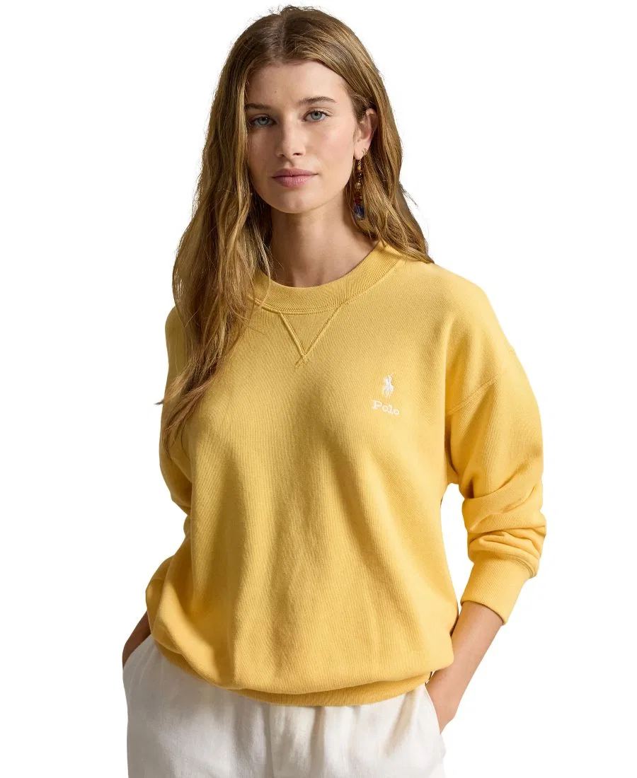 Женский свитшот Island Fleece с круглым вырезом и длинным рукавом Polo Ralph Lauren, Banana Cream