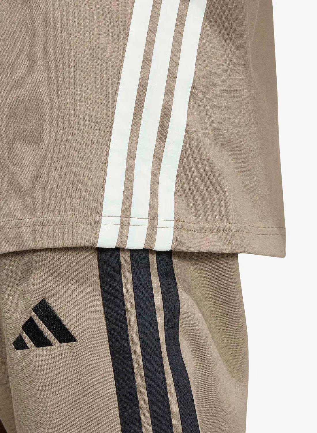 Футболка свободного кроя 3-Stripes Adidas, хаки — фото 4