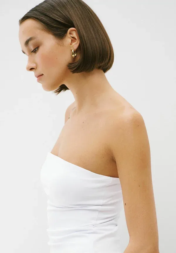 Топ облегающий Regular fit - soft touch slinky sleeveless bandeau top Next, белый — фото 3