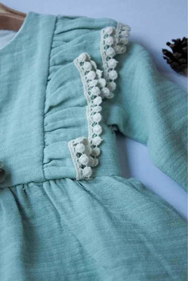 Детское платье для девочек с длинным рукавом Pio Kids, Mint — фото 3
