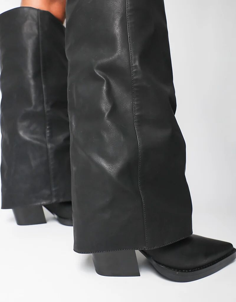 Ботинки в стиле вестерн с отворотом на каблуке SIMMI Shoes Kiarra черного цвета — фото 3