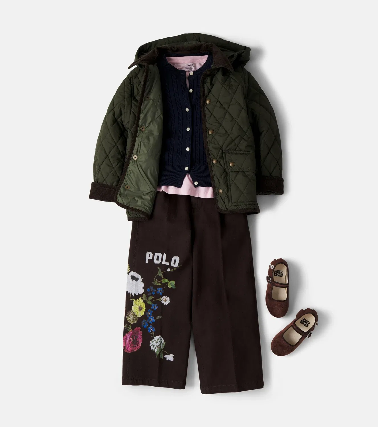Джинсы с вышивкой Polo Ralph Lauren Kids, коричневый — фото 2