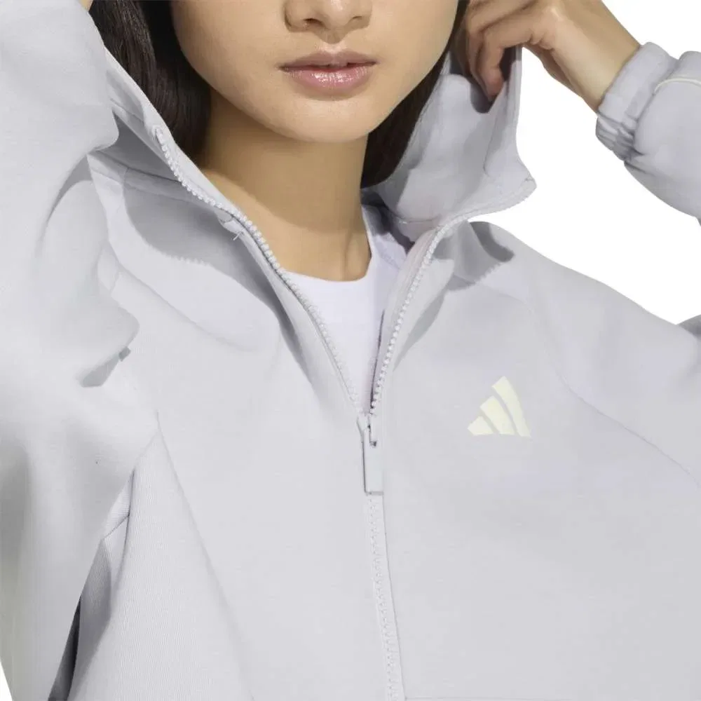 Женский свитшот с капюшоном и молнией Stadium Small Logo Adidas, Grey — фото 4