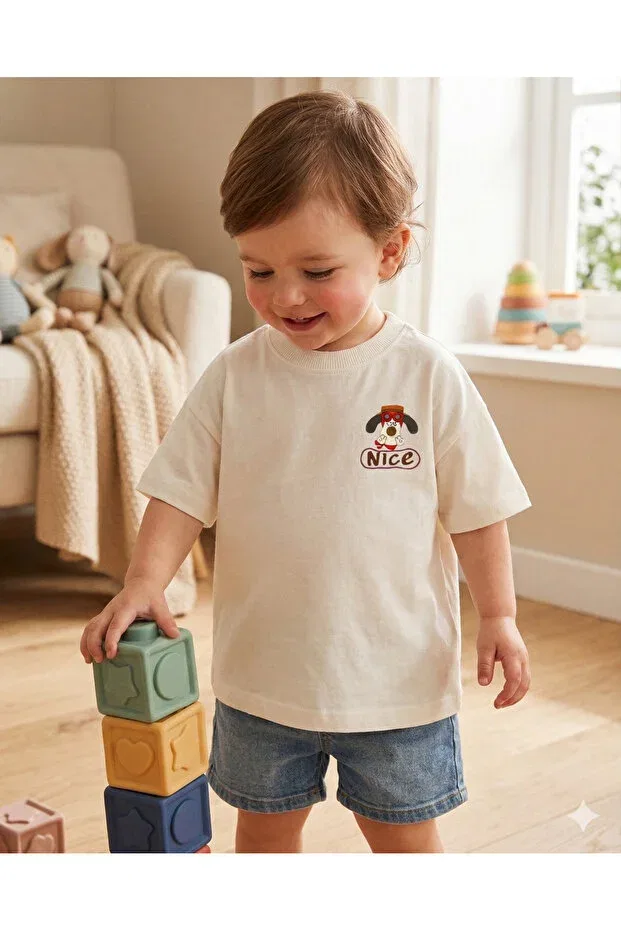 Детская футболка с принтом Cowboy Themed Printed Babytex, Ecru — фото 4