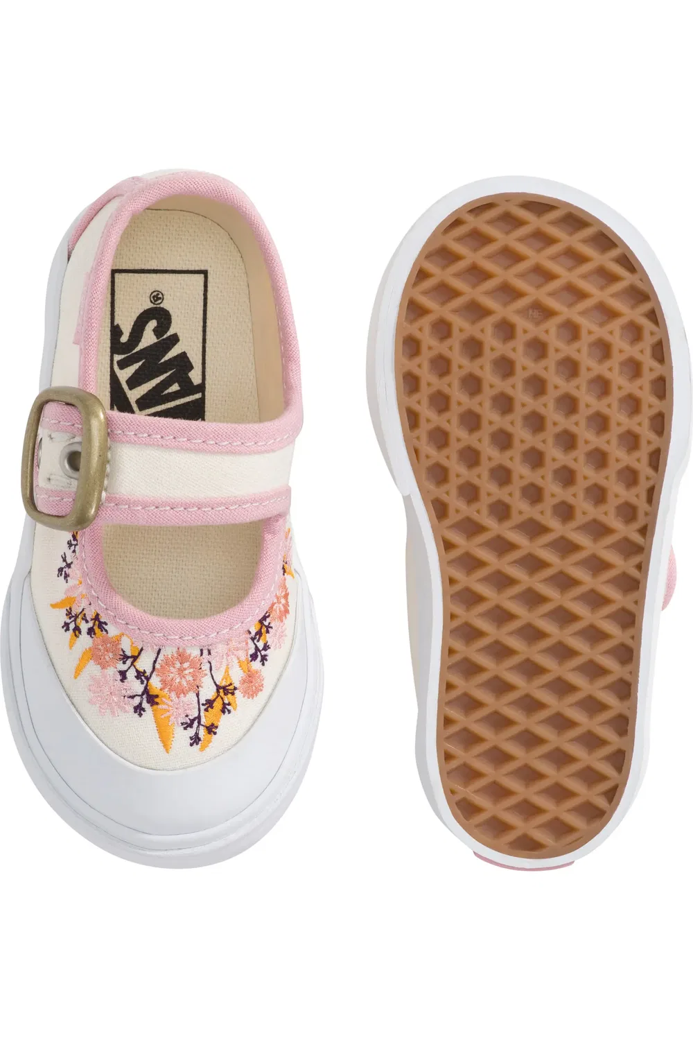 Детские кеды-мэри джейн с цветочной вышивкой Vans, Pressed Floral Marshmallow — фото 3