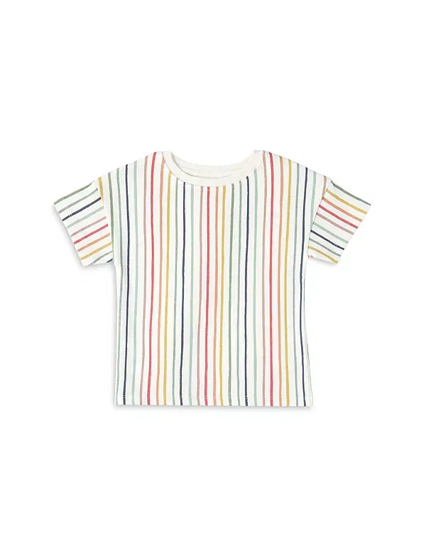 Детский топ с принтом Unisex Dropped Shoulder Tee Pehr, Stripes Away Rainbow