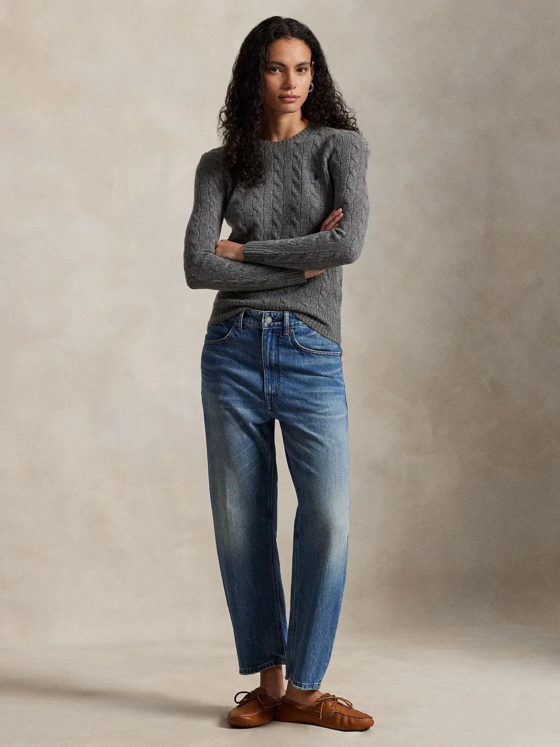 Джемпер с круглым вырезом, slim fit, модель Julianna Polo Ralph Lauren, серый — фото 4