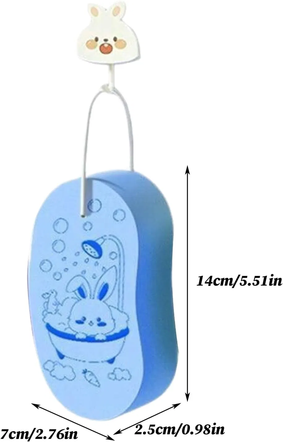 Мочалка для ванны с веревкой, Schwamm, 14x7x2.5 см, Blau Generic — фото 2