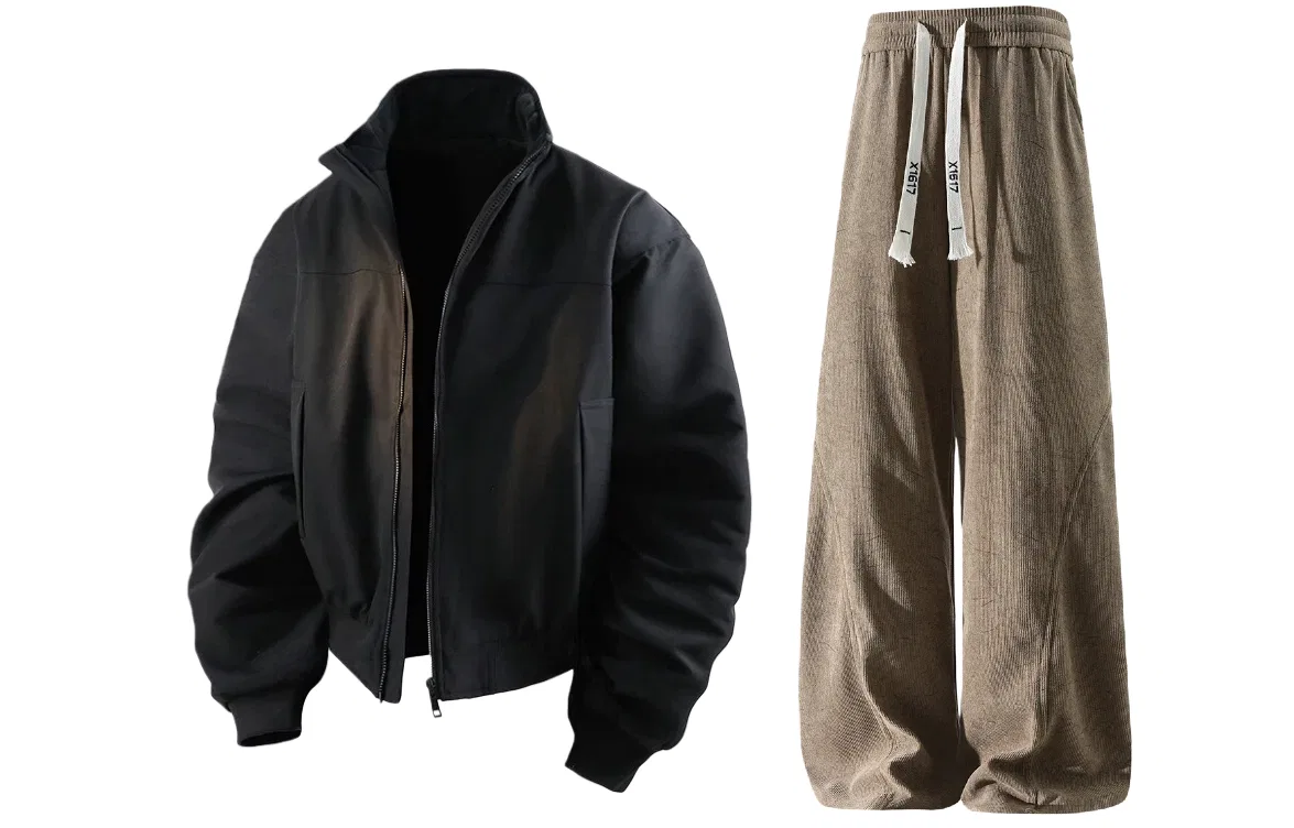 Детский спортивный комплект с утепленной курткой и брюками X1617, Black/Khaki