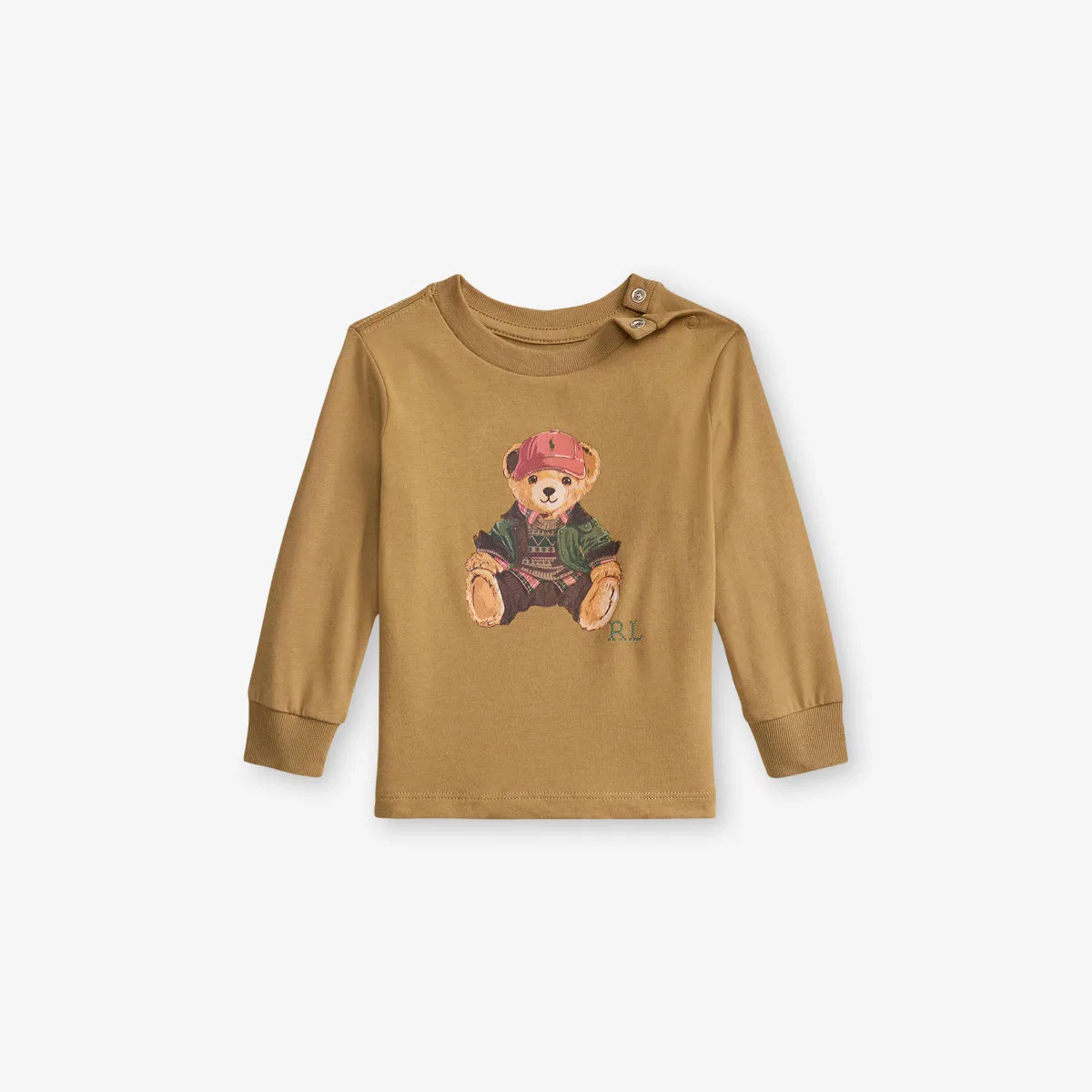 Хлопковая футболка с принтом медведя Polo Ralph Lauren, коричневый