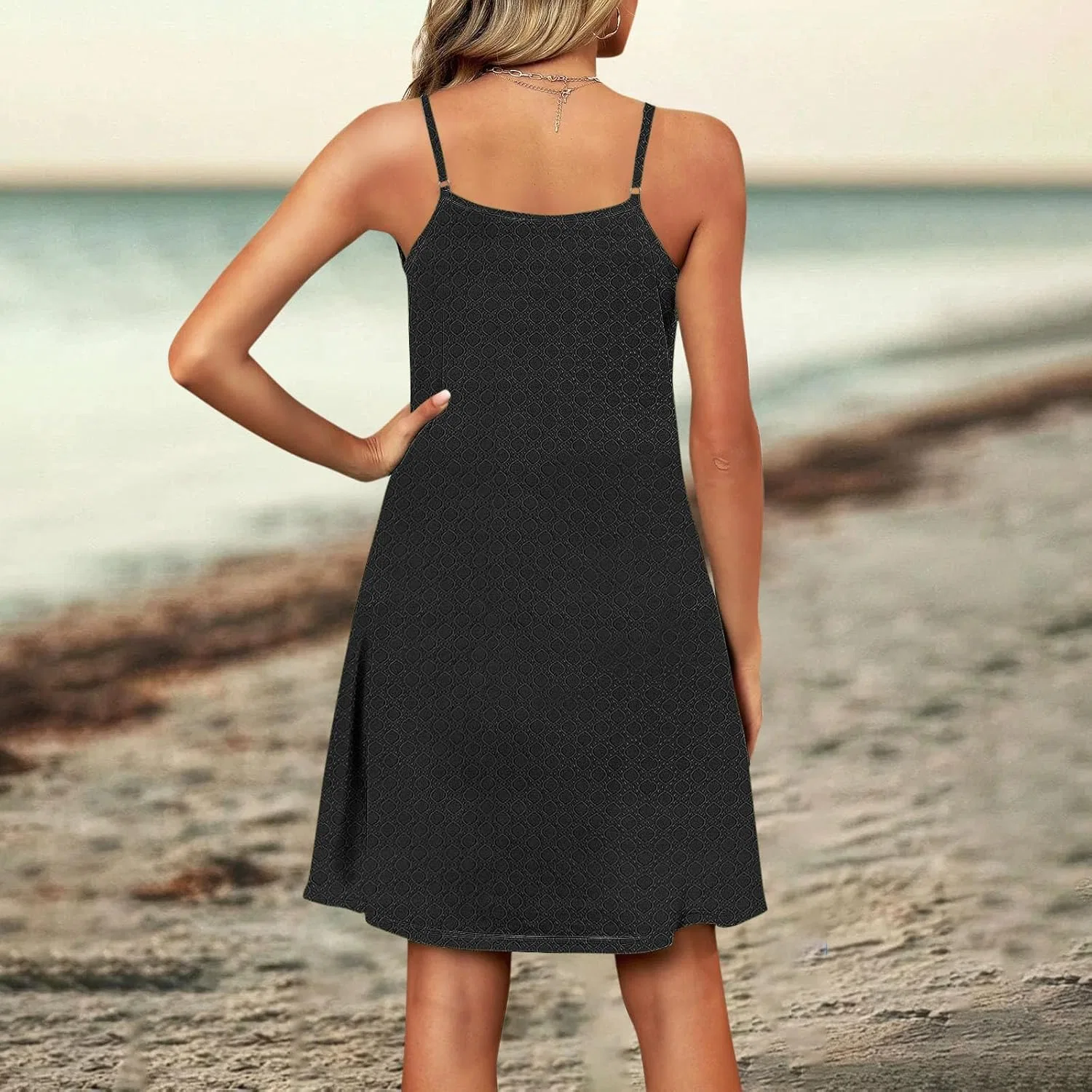 Женское летнее платье мини с вышивкой Eyelet Sundress, Black — фото 3