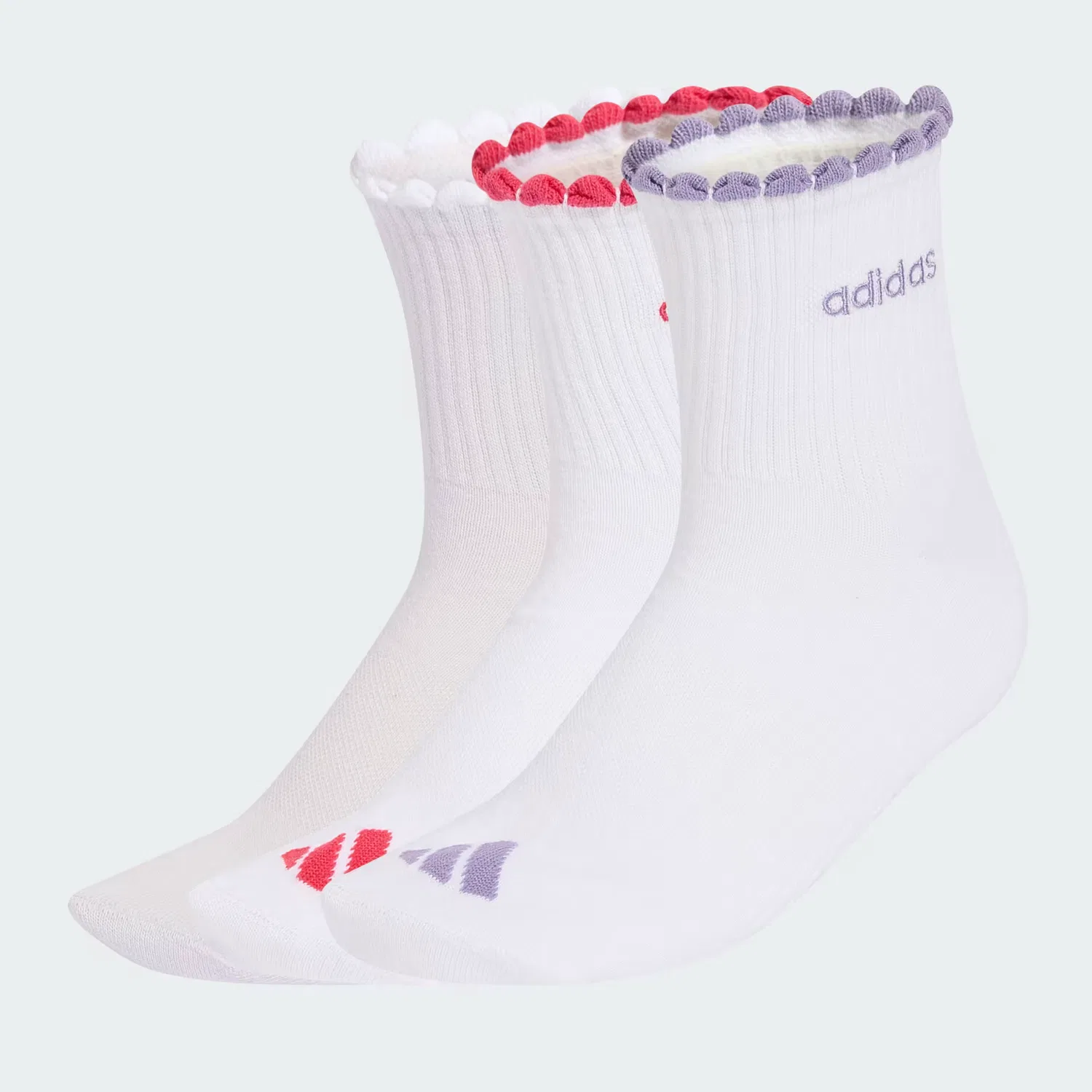 Женские укороченные носки с поддержкой свода стопы, набор из 3 пар, Adidas Performance, White/Frozen Purple/Power Pink/Magic Mauve