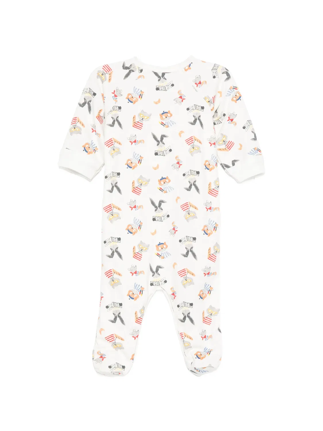 Пижама с длинными рукавами и анималистичным принтом Petit Bateau, белый — фото 2