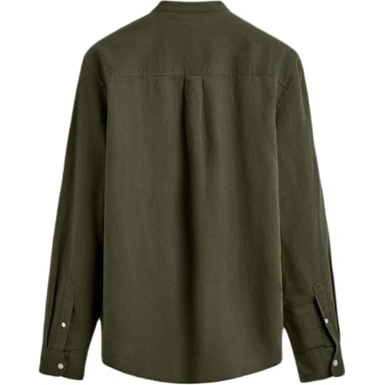 Мужская рубашка с длинным рукавом Khaki ZARA, Khaki — фото 3