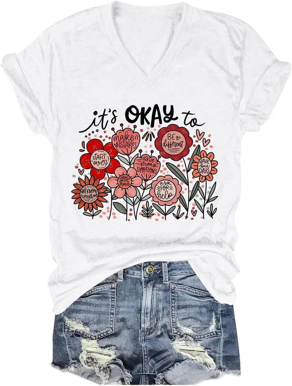 Футболка с цветочным принтом It's Okay to Boho, White