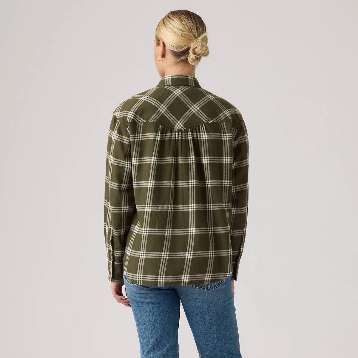 Фланелевая рубашка на пуговицах Nash Levi's, Vilja Windowpane Olive Night - Green — фото 4