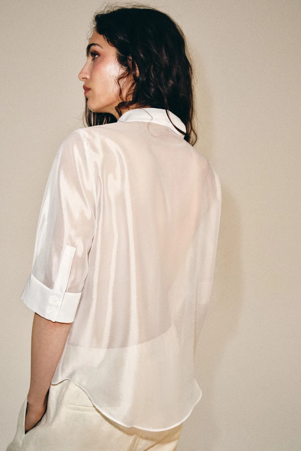 Рубашка с коротким рукавом и галстуком из коллекции ZW. ZARA, White — фото 3