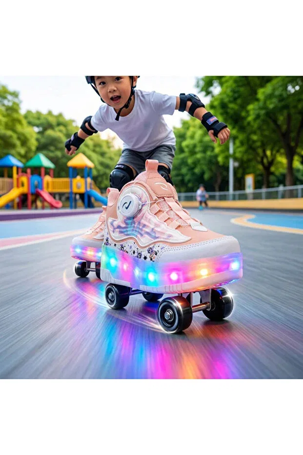 Детские кроссовки для девочек с принтом Fun Led-Soled Roller Skates Rocky, Somonboğazli — фото 3