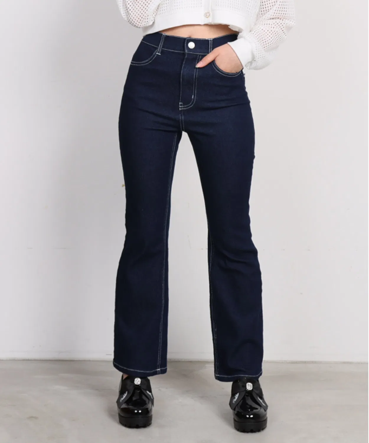 Детские джинсы-клеш с вышивкой PINKHUNT 1886K, Navy