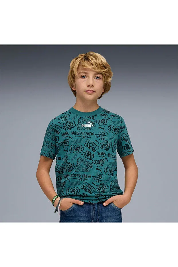 Детская футболка для мальчиков с принтом Mid 90s Aop Boys' Green T-Shirt Puma, Green