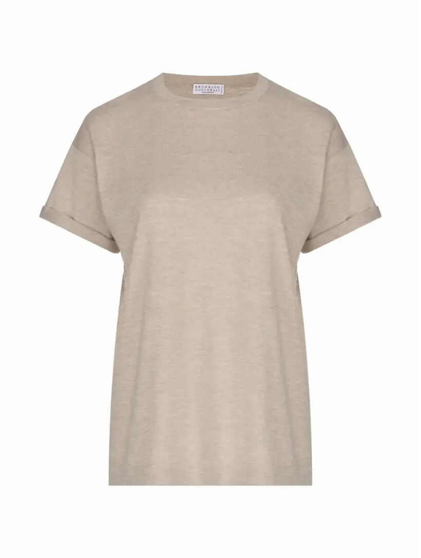 

Вязаная футболка с люрексом Brunello Cucinelli, Серый, Вязаная футболка с люрексом Brunello Cucinelli