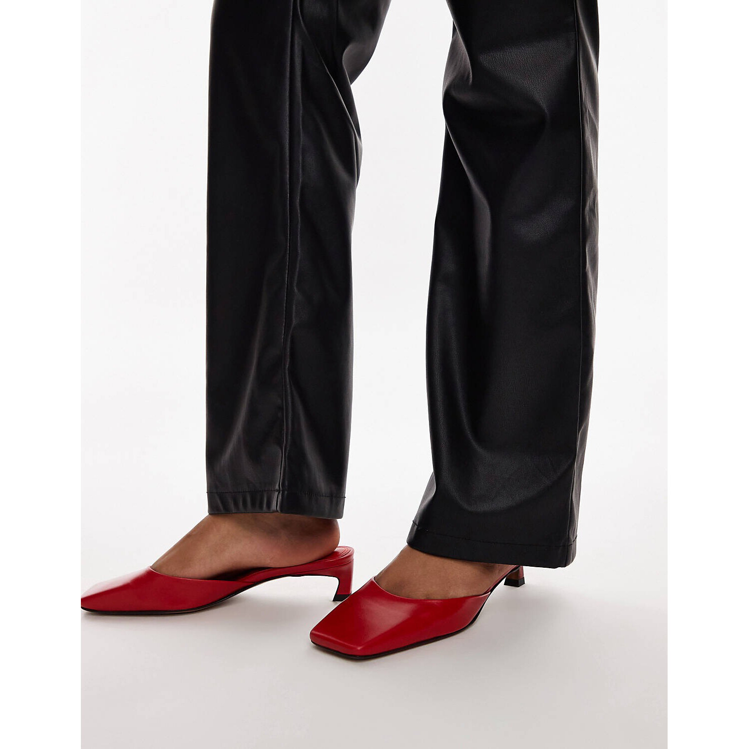 

Мюли Topshop Audrey Premium Leather Mid Heeled Square Toe, красный