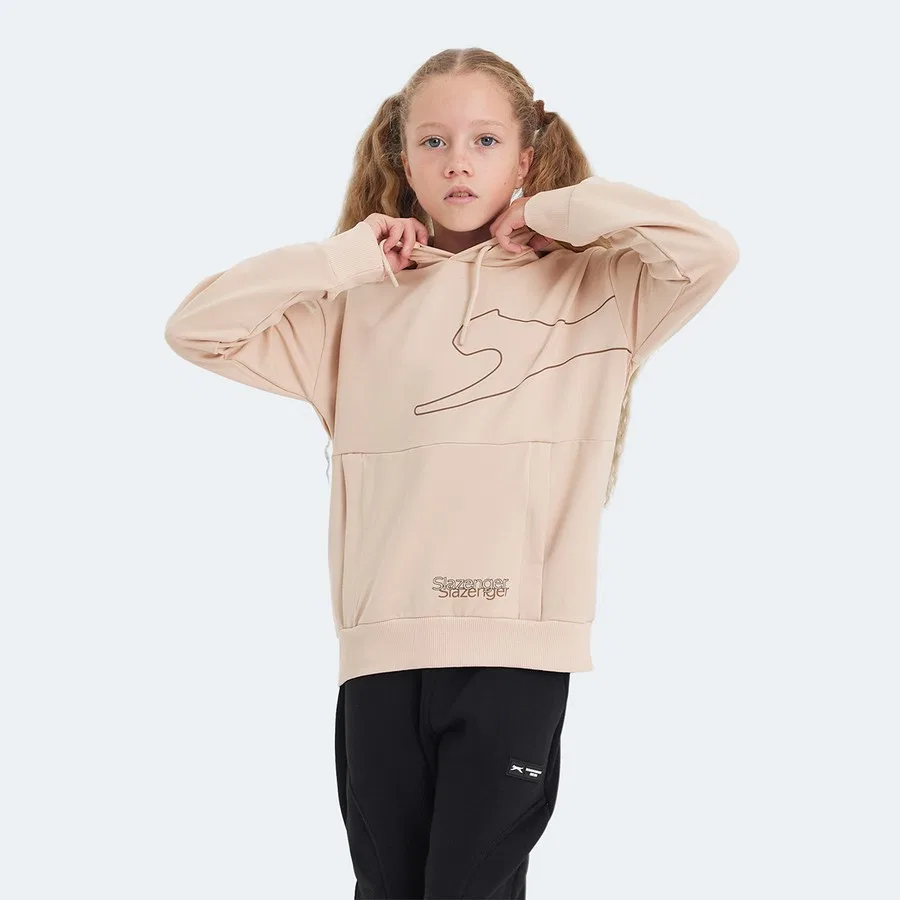 Детский свитшот с капюшоном и карманом Link Slazenger, Черный — фото 4