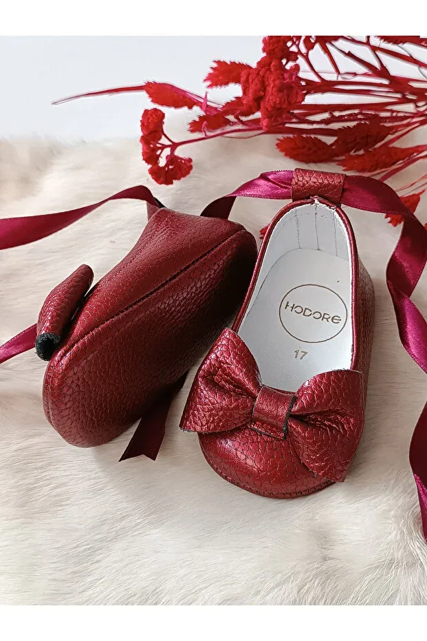 Детские туфли-лодочки из натуральной кожи Perla burgundy Hodore, Burgundy — фото 2