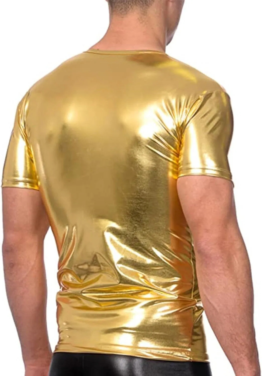 Мужская футболка с блестками Slim Fit Disco, Gold — фото 2
