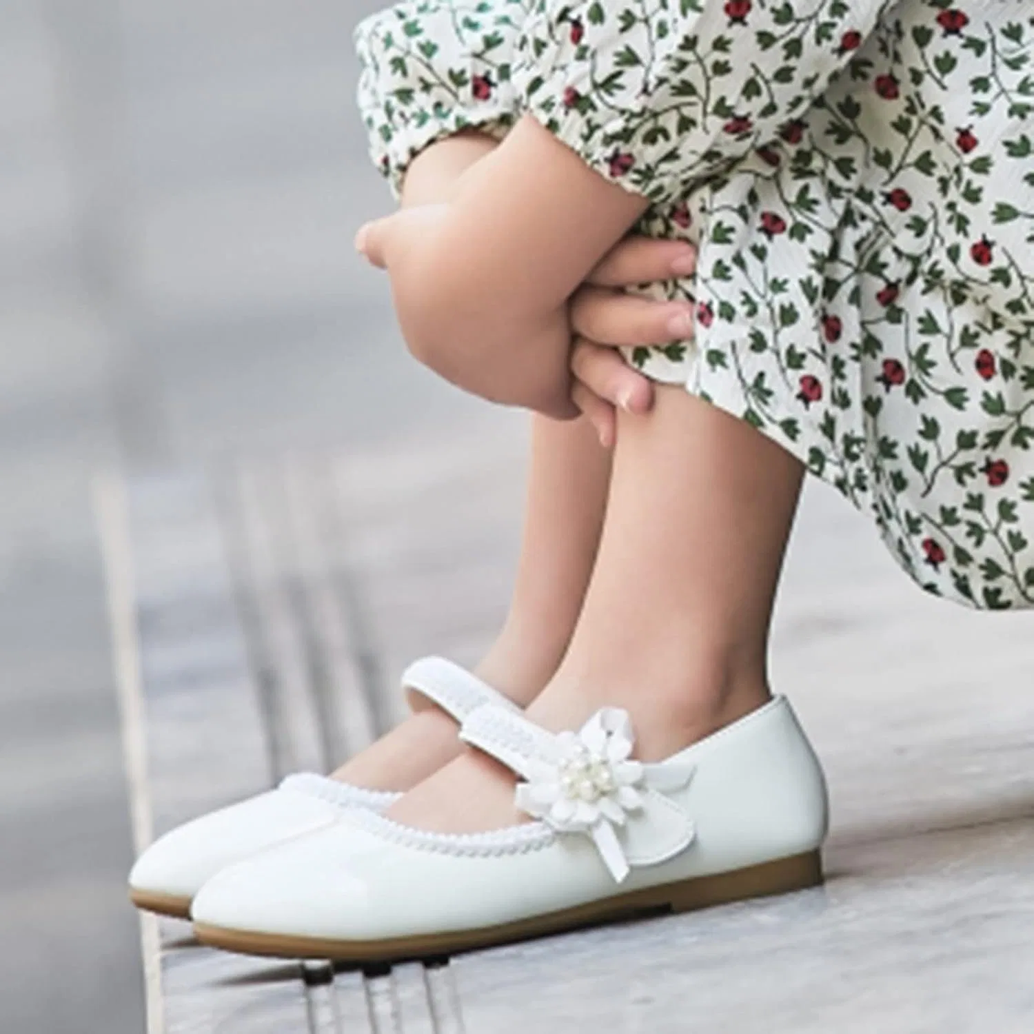 Детские туфли Мэри Джейн с жемчугом для девочек, White — фото 4