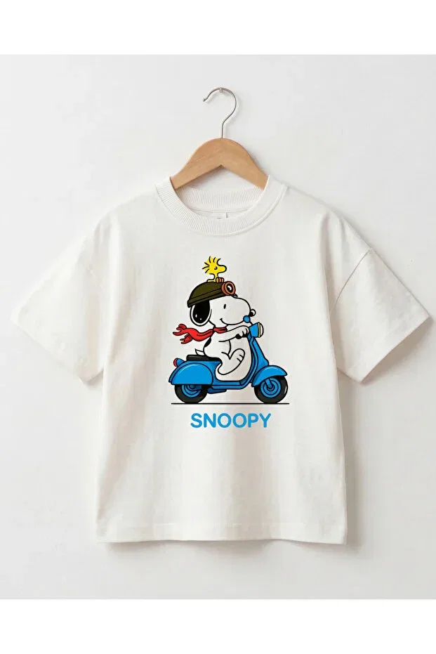Детская футболка с принтом Oversize Bicycle Character Pattern Babytex, Ecru