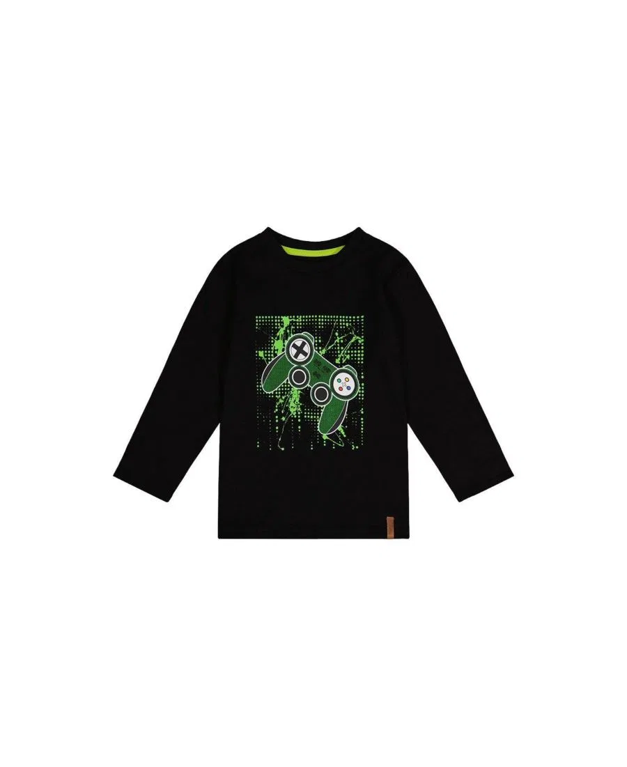 Детская футболка с длинным рукавом с графическим принтом Deux par Deux, Black And Green