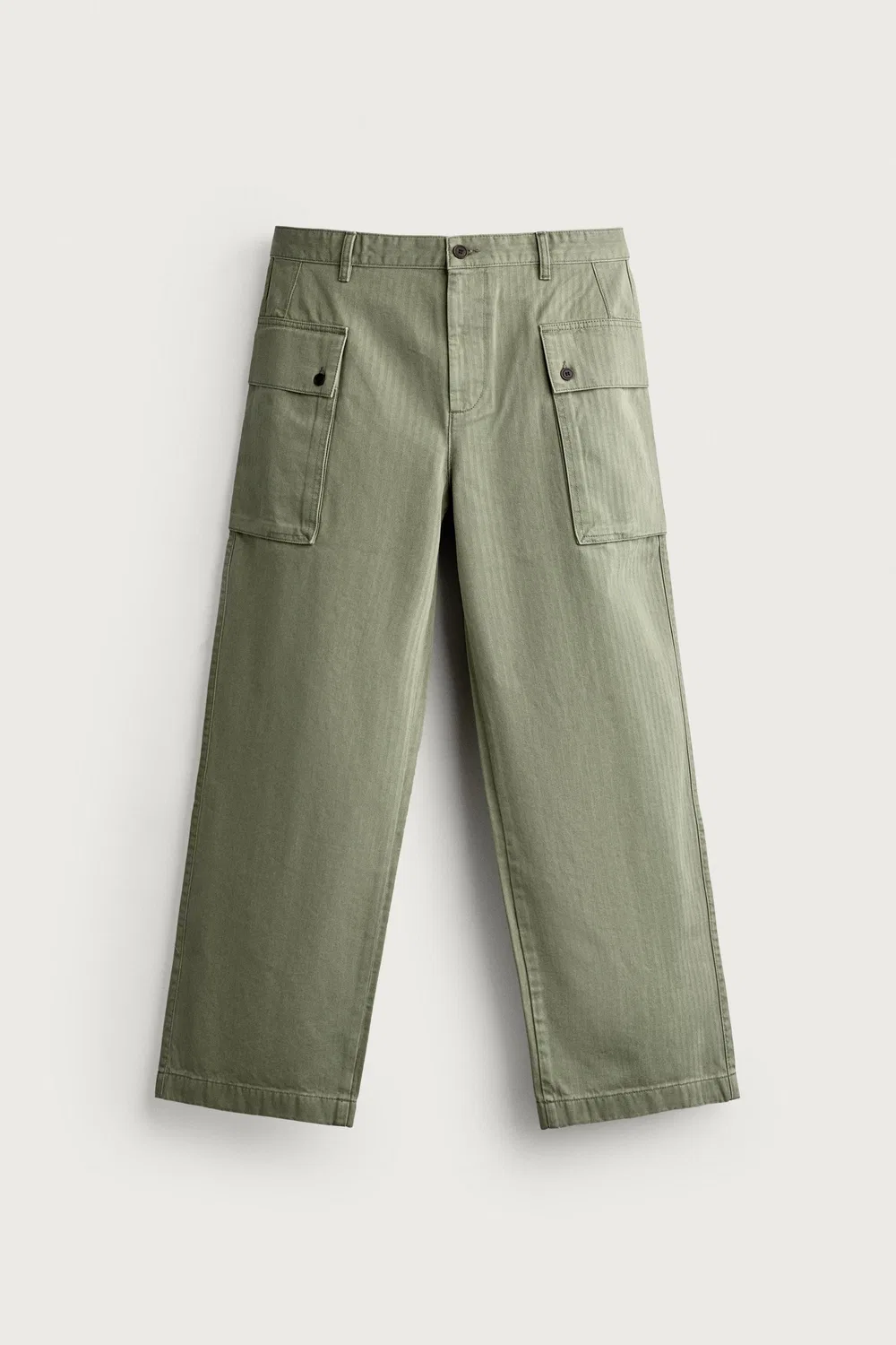 Брюки-карго с узором «елочка» ZARA, Khaki