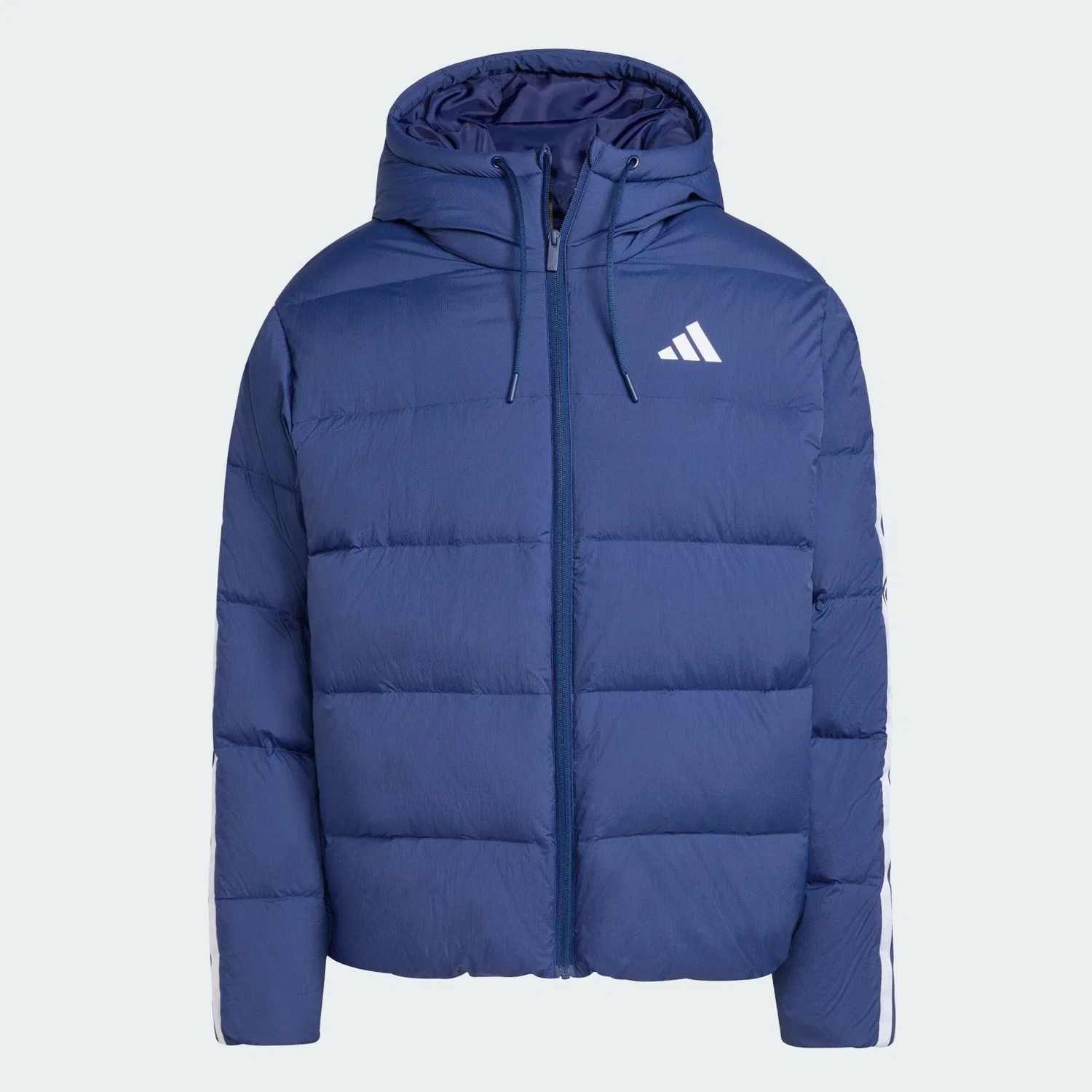 Мужская утепленная куртка с капюшоном Essentials Climawarm 3-Streifen Puffer Adidas, Dark Blue — фото 2