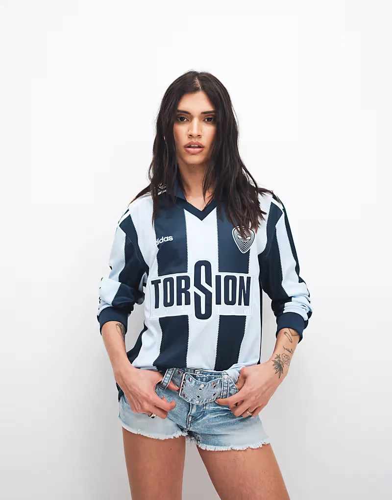 Лонгслив 96 jersey Adidas Originals, голубой — фото 2