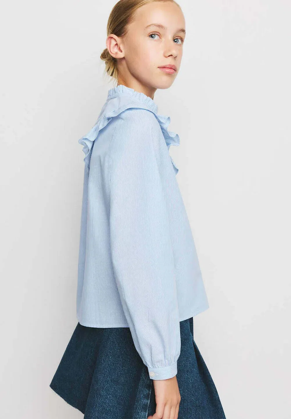 Детская блузка на пуговицах Mango Kids, Blue — фото 2