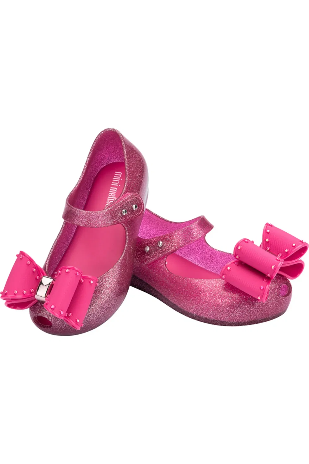 Туфли балетки детские с бантом Ultragirl Mini Melissa, Glitter Pink — фото 3
