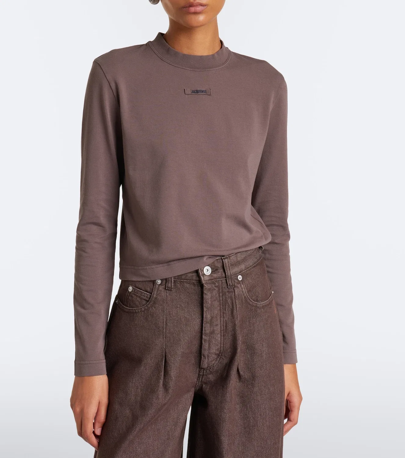 Футболка хлопковая с круглым вырезом Jacquemus, коричневый — фото 2