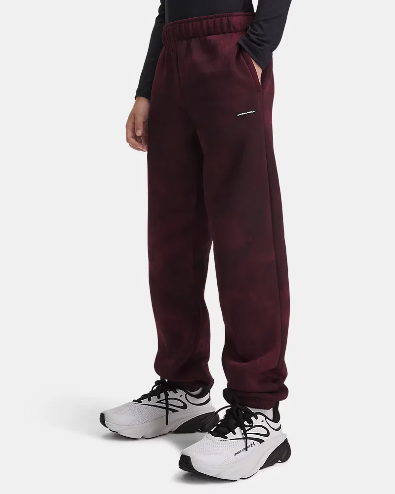 Детские штаны на флисе с начесом, внутренний шов 63,5 см, UA Icon UnderArmour, Dark Maroon/Black