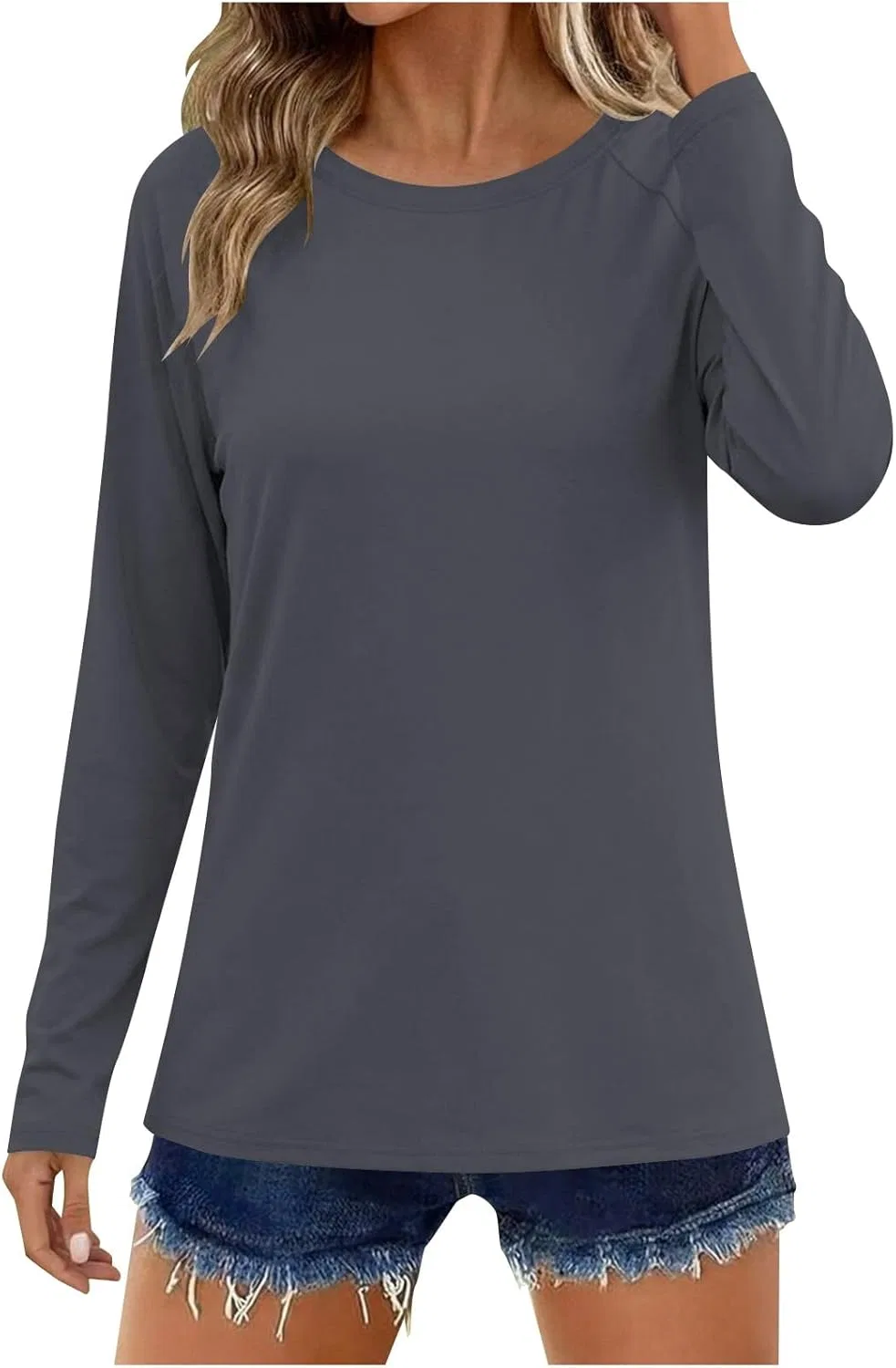 Женская рашгард с длинным рукавом для бега, Sun Protection, Dark Gray