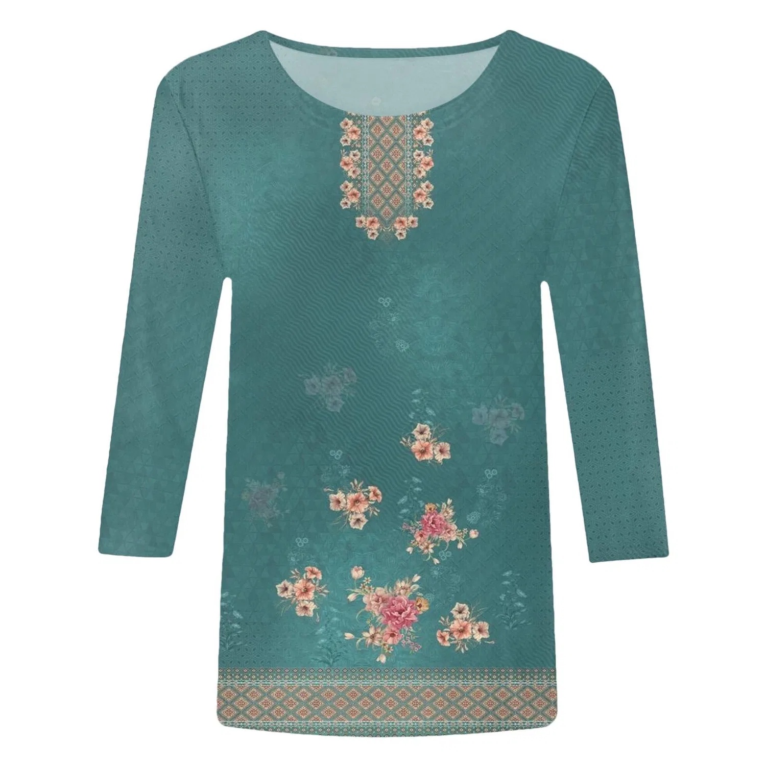 Женская футболка с принтом Nightgown Cotton Plush, 6-green — фото 4