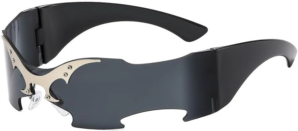 

Солнцезащитные очки в стиле панк Y2K без оправы, цельные, для женщин и мужчин, 2025 год, роскошные, в маленькой оправе, панк, с защитным экраном mincl, Black