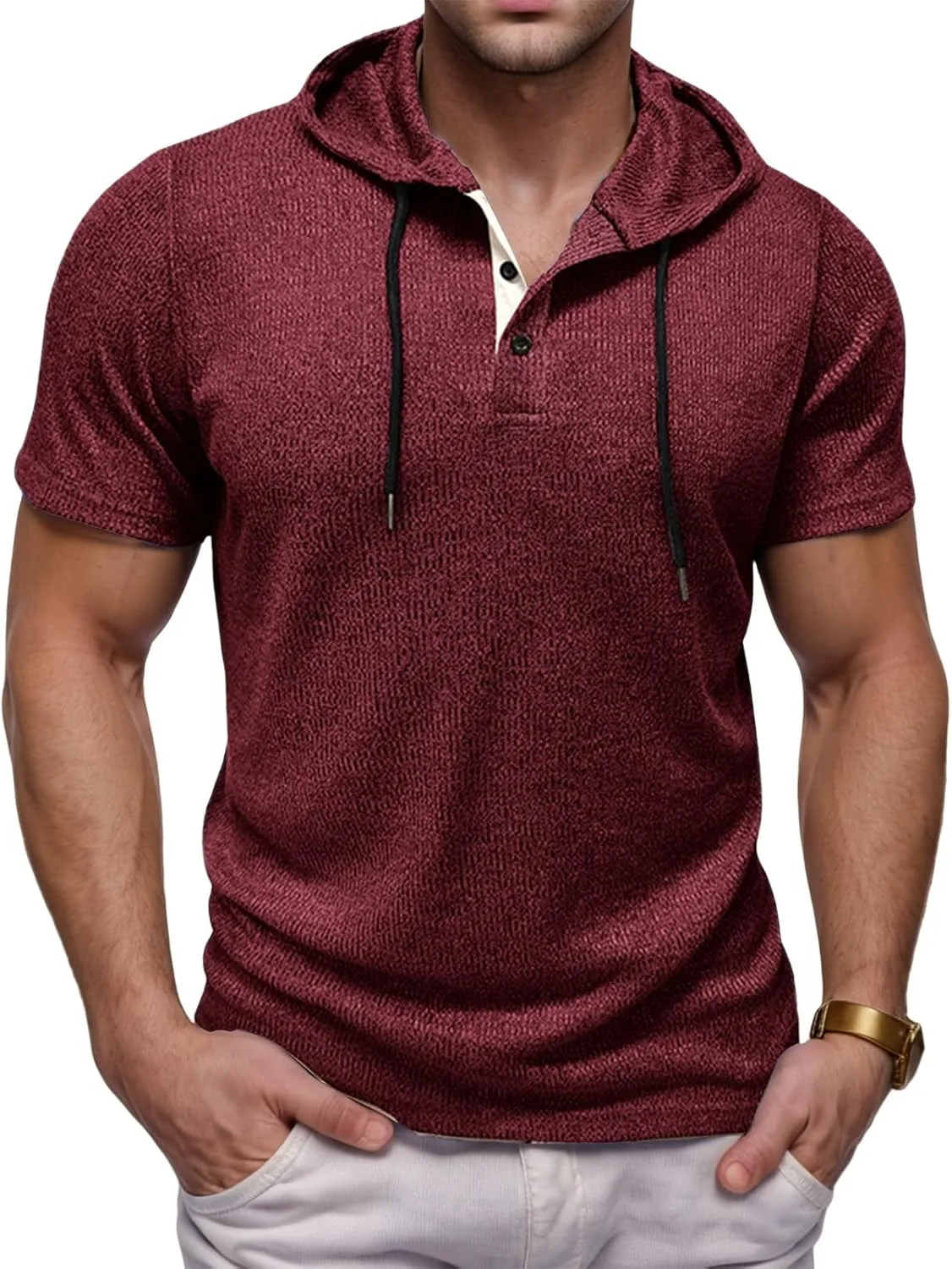 

Футболка с коротким рукавом henley для мужчин Thatrich
